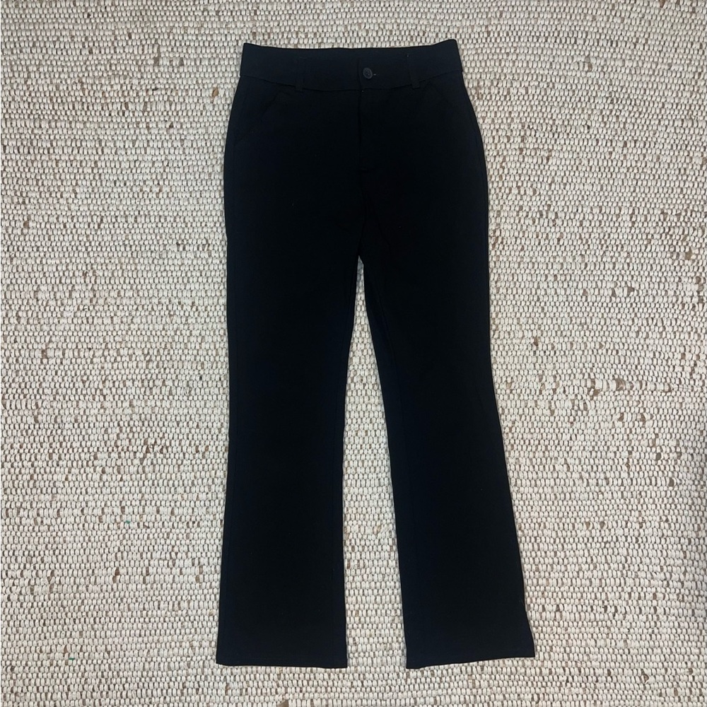 Mid WaistBack Side Pocket Slight Flare Work Pants